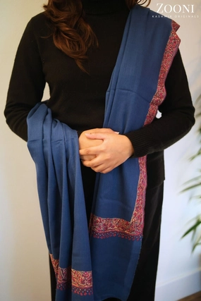 Hand Embroidered Neem Doar Embroidery Shawl - Blue Shop Save Today