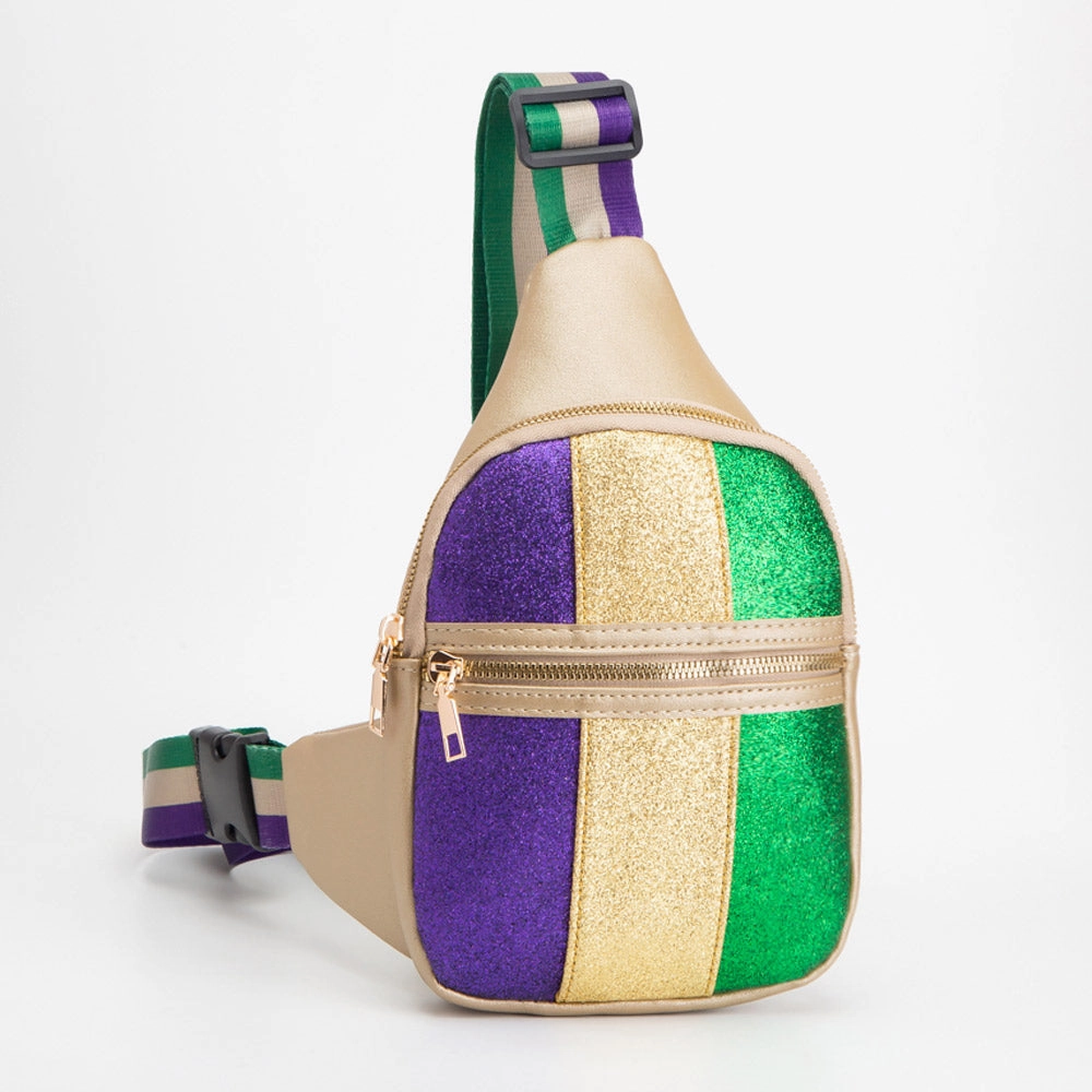 Faux Leather Mardi Gras Sparkle Front Sling Bag Shop Grab Now Dont Miss This Deal