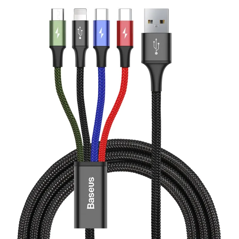 Baseus Fast 4-In-1 Data Cable, Ios Port   Dual Type-C   Micro Usb Cable, 1.2M (Ca1T4-B01) MustShop Sale Limited Stock Offer