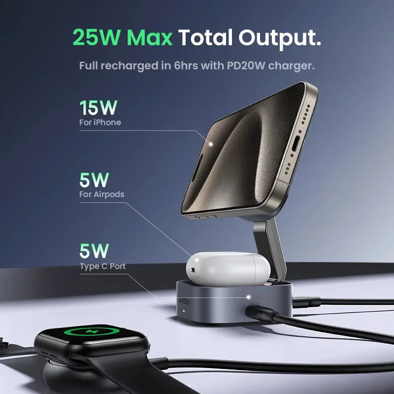Ugreen Qi2 25W For Magsafe Magnetic Wireless Fast Charger Stand 2-In-1 For Iphone Best Seller Deal
