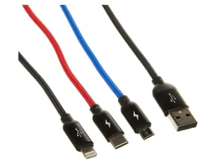 Baseus Three Primary Colors Usb  Micro Usb / Lightning / Usb-C Cable With Nylon Braid 3.5A Trending Now Offer Shop the Best Deals