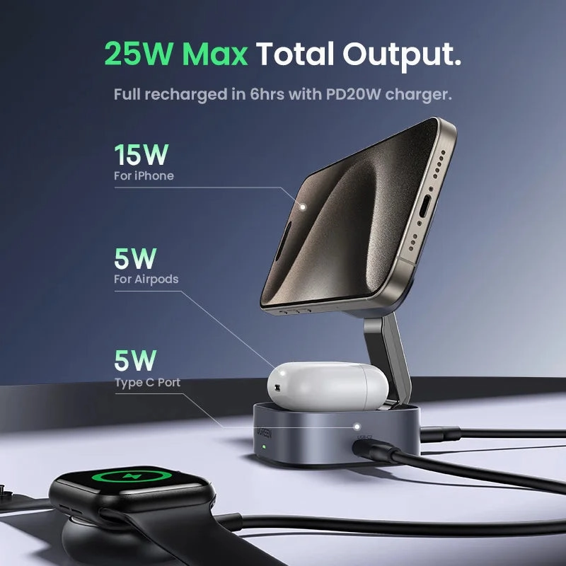 Ugreen Qi2 25W For Magsafe Magnetic Wireless Fast Charger Stand 2-In-1 For Iphone Best Seller Deal