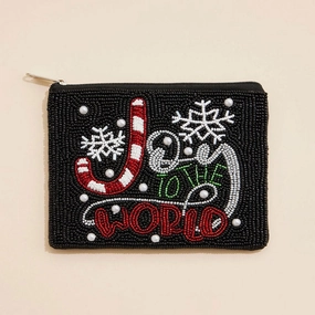 Dont Miss These Savings Big Clearance Event Joy To The World Holiday Message Pearl Seed Beaded Mini Pouch Bag