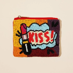 Kiss Message Lipstick Seed Beaded Mini Pouch Bag Special Price Offer