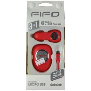 Special Price Today GiftWorthy Sale Fifo 3-In-1 Car   Wall Usb Charger And 3-Ft Micro-Usb Cable Combo - Pink