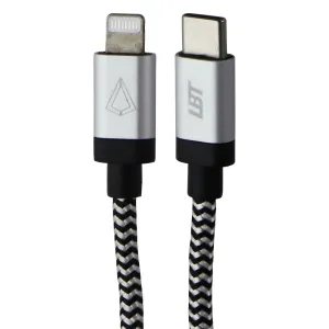 Lbt (7-Ft) Usb-C To Lightning 8-Pin Braided Charge Cable - Silver/White/Black Last Chance Offer
