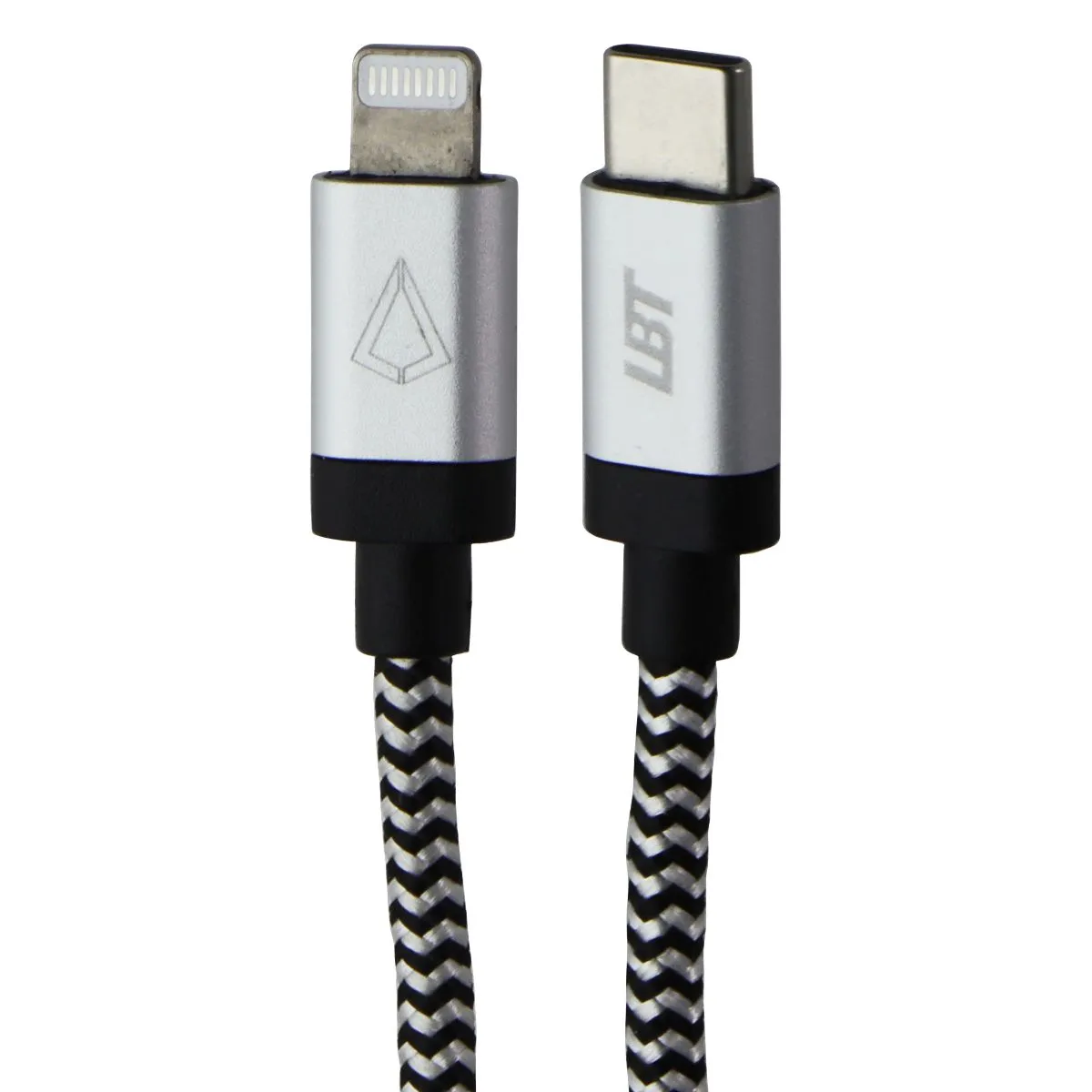 Lbt (7-Ft) Usb-C To Lightning 8-Pin Braided Charge Cable - Silver/White/Black Last Chance Offer