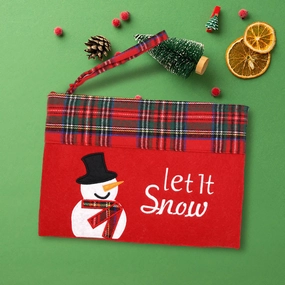 Let It Snow Letter Snowman Christmas Pouch Bag Clearance Blowout Hot Savings Alert