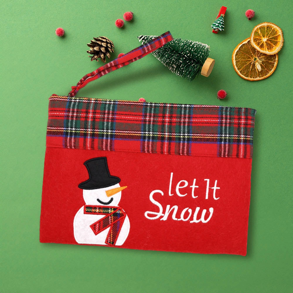 Let It Snow Letter Snowman Christmas Pouch Bag Clearance Blowout Hot Savings Alert