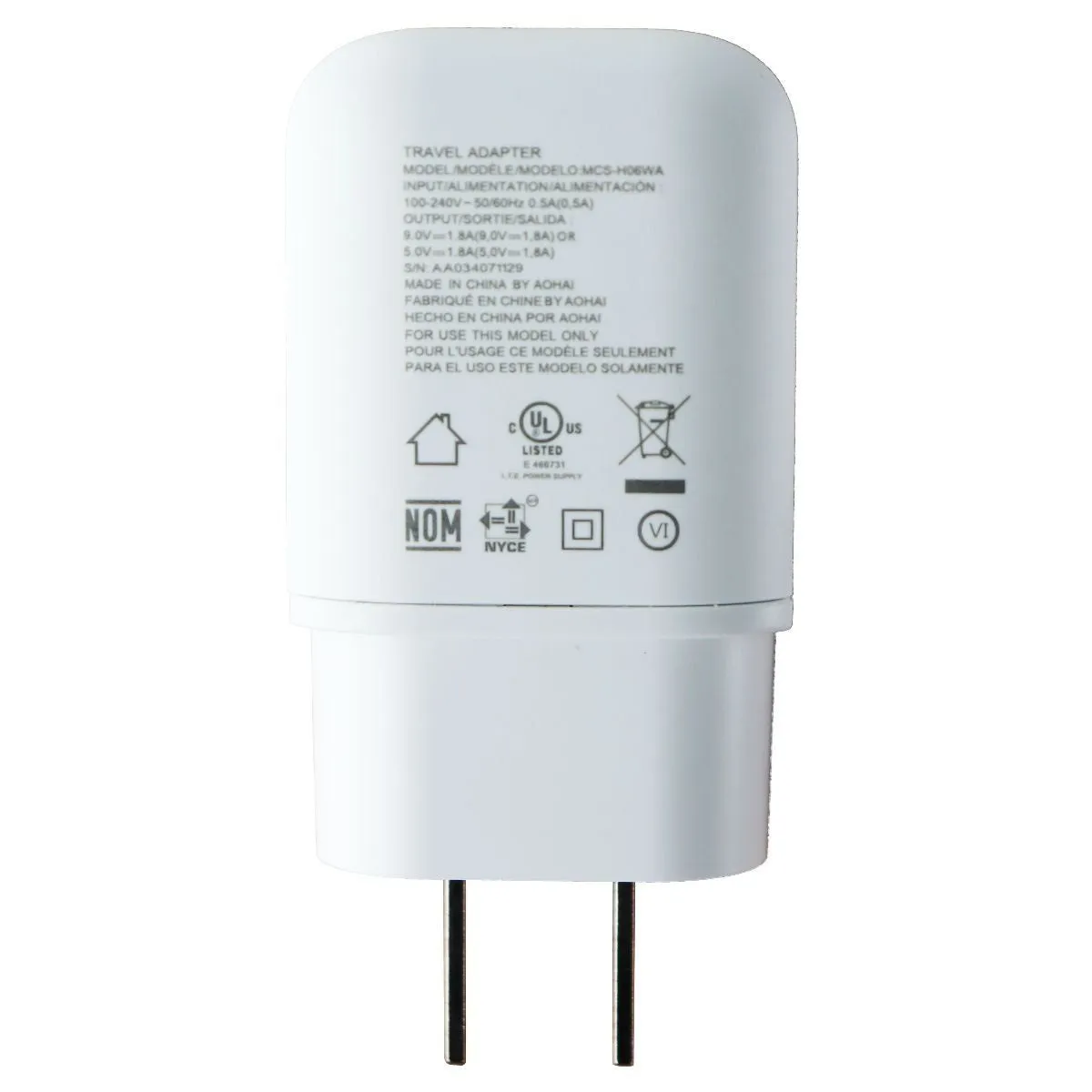 Lg (9V/1.8A) Fast Charge Wall Charger Single Usb Adapter - White (Mcs-H06Wa) Limited Stock Offer Big Savings Event