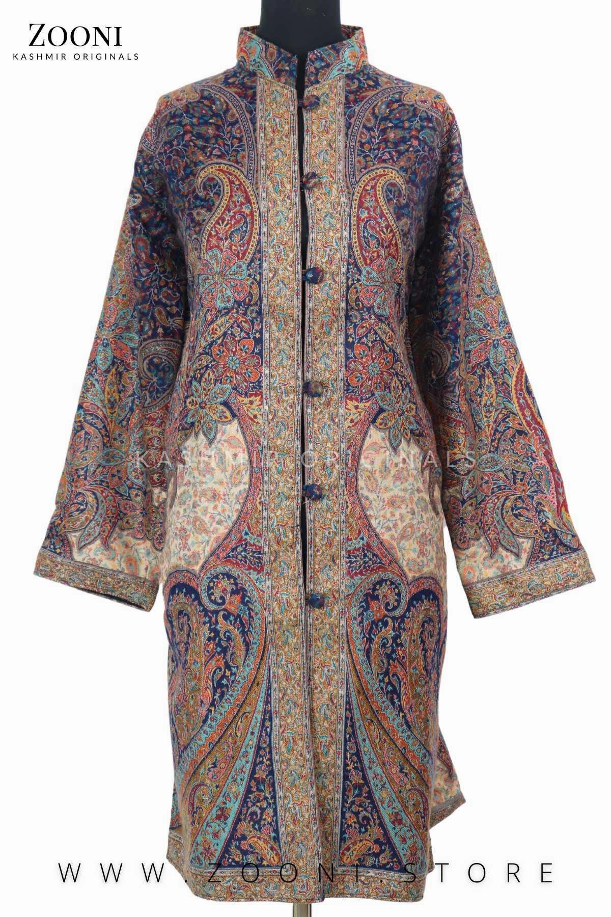 Limited Edition Stitched Kaani Woven Women'S Luxury Coat - Enchanting Blue Todays Best Deal