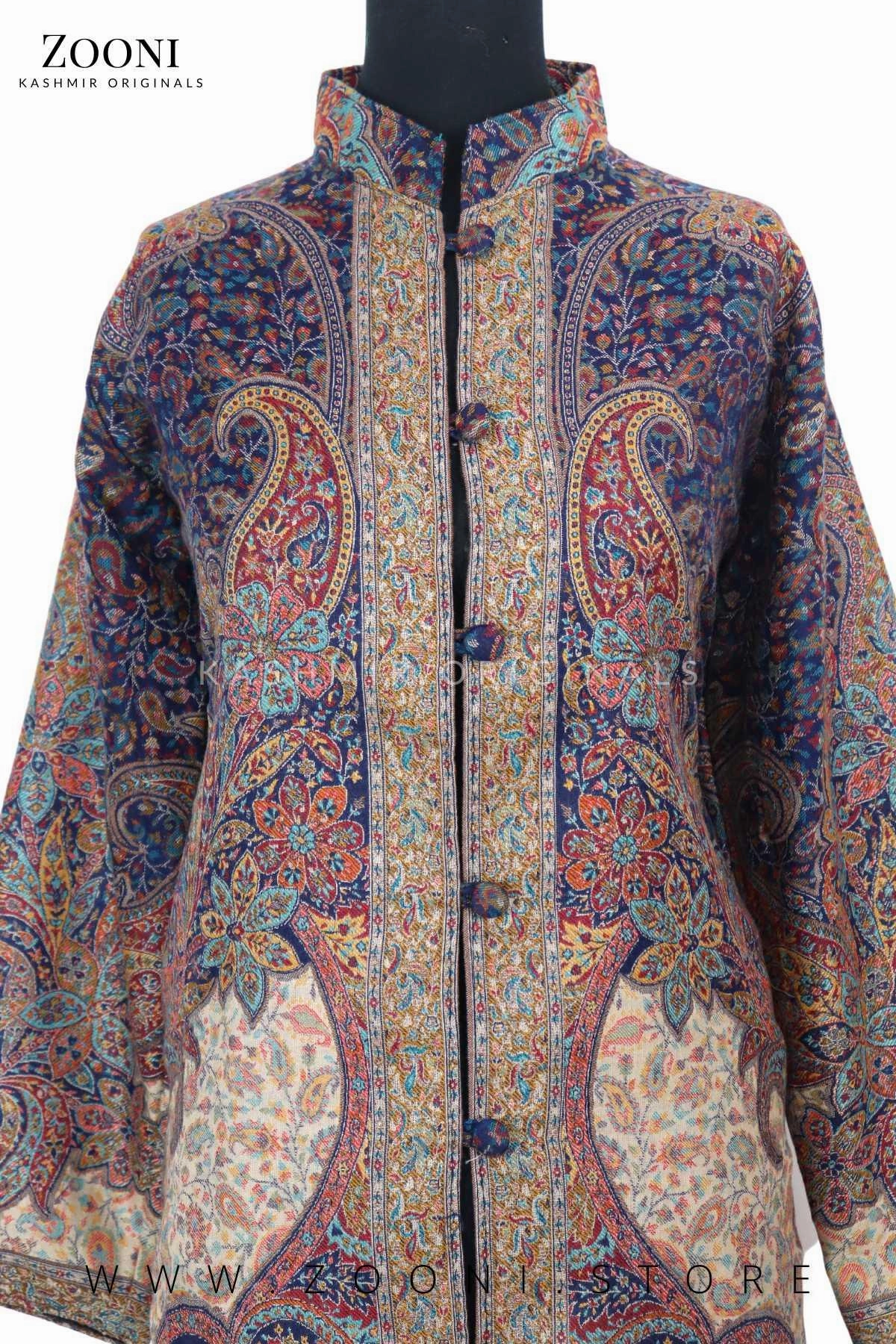 Limited Edition Stitched Kaani Woven Women'S Luxury Coat - Enchanting Blue Today Only Steal
