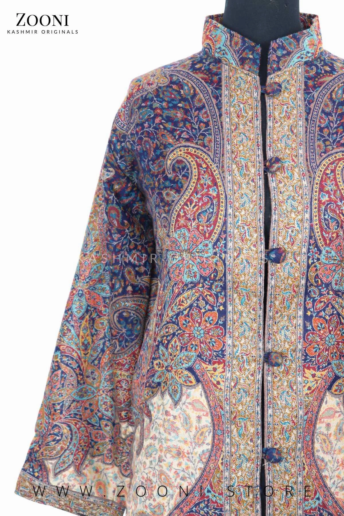 Deal Frenzy Today Limited Edition Stitched Kaani Woven Women'S Luxury Coat - Enchanting Blue