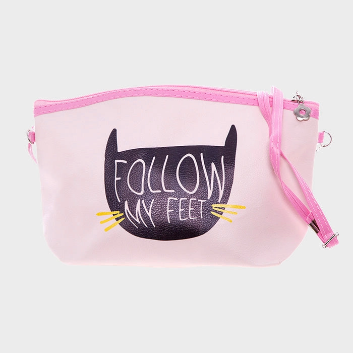 "Follow My Feet" Cat Print Zipper Pouch Bag Weekend Specials Grab It Fast