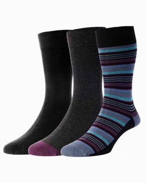 Limited Time Hot Deal Limited Offer Alert Hj Hall Stripe And Plain Socks 3 Pair Pack