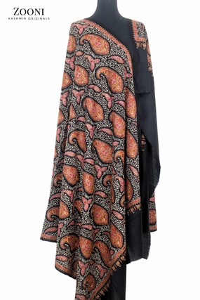 Shop the Savings Mega Discount Today Machine Embroidered: Superfine Merino Wool - Black Paisleys