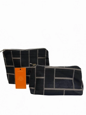Limited Stock Offer Make Up Bags Set In Silver Squares