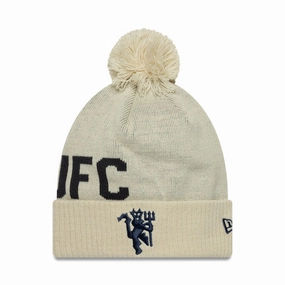 Manchester United Fc Cream Bobble Knit Beanie Hat Big Savings Event Special Surprise Sale