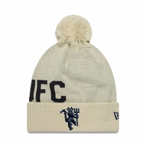 Manchester United Fc Cream Bobble Knit Beanie Hat Big Savings Event Special Surprise Sale