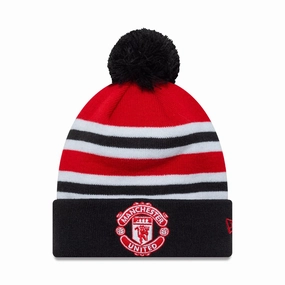Special Deal Frenzy Manchester United Fc Youth Bar Stripe Red Cuff Knit Beanie Hat