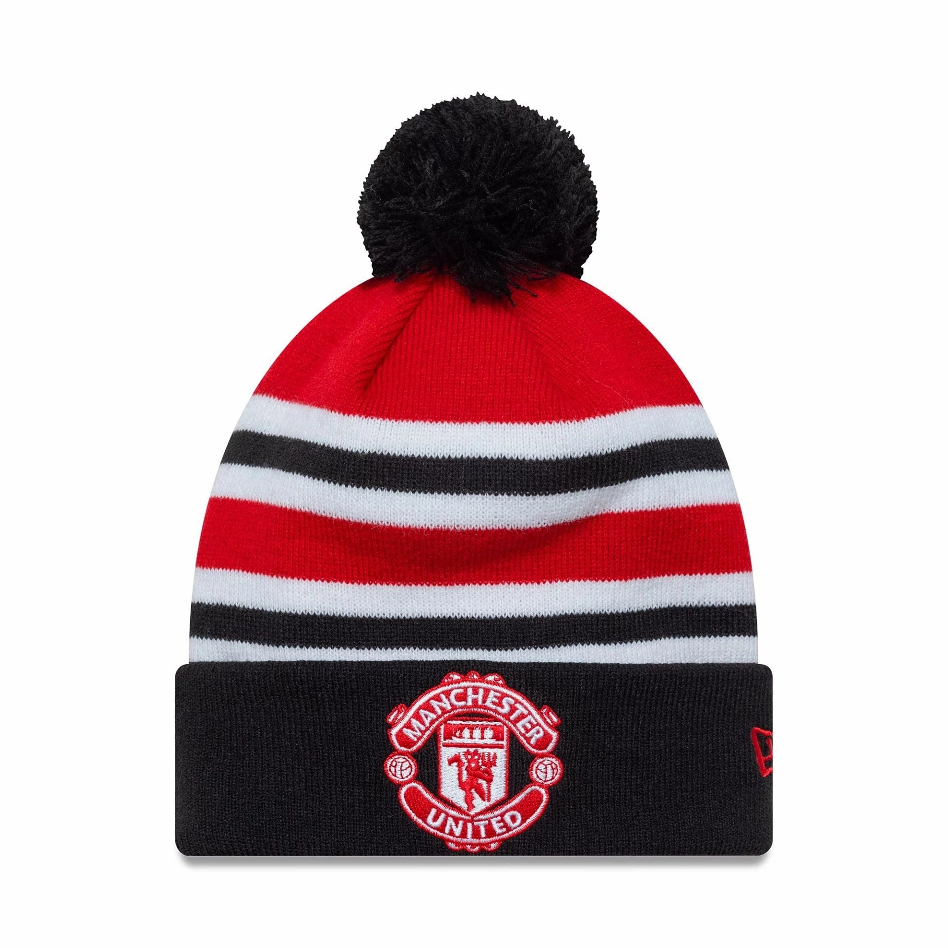Special Deal Frenzy Manchester United Fc Youth Bar Stripe Red Cuff Knit Beanie Hat