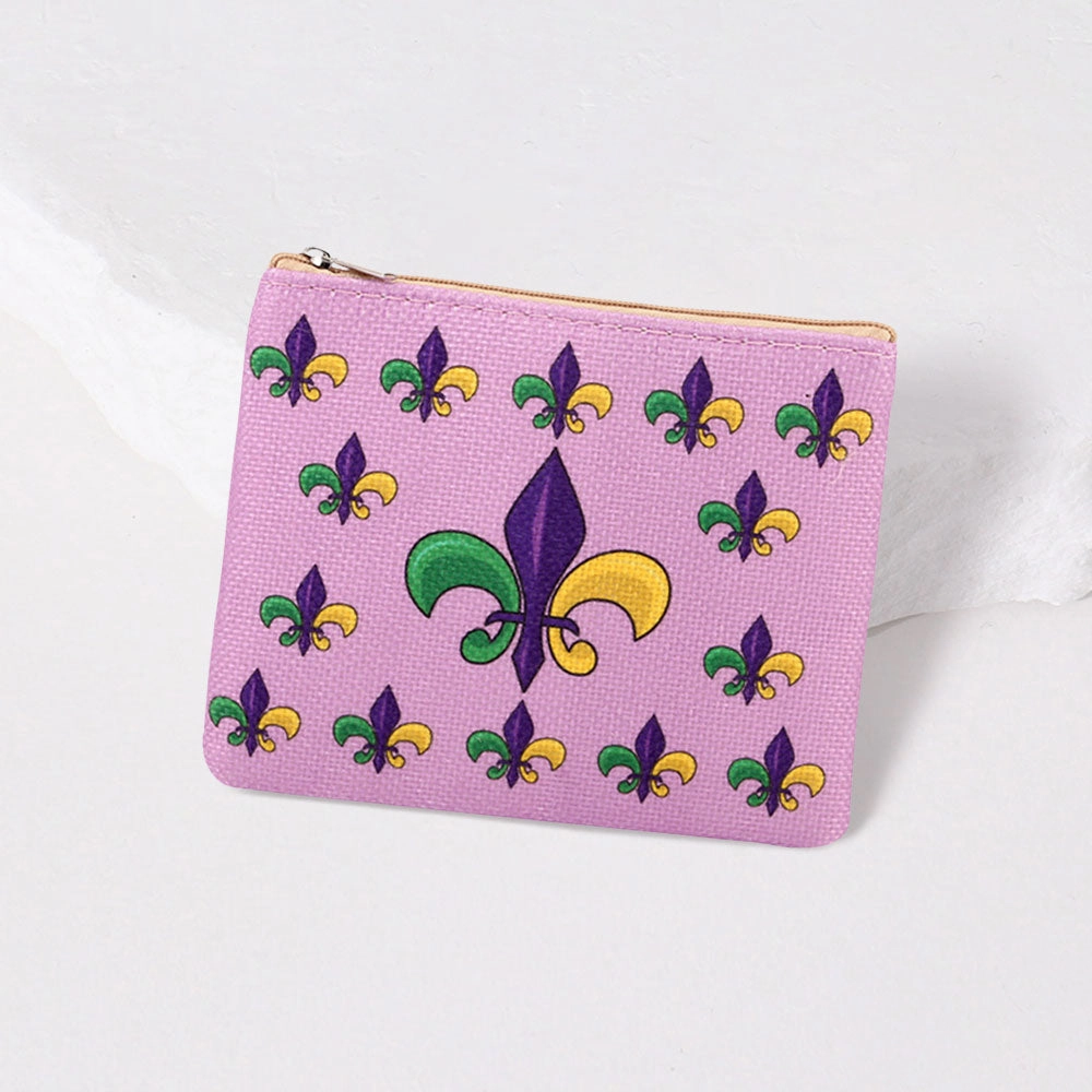 Mardi Gras Fleur De Lis Pattern Printed Mini Pouch Bag Last Chance Steal Hot Offer Inside
