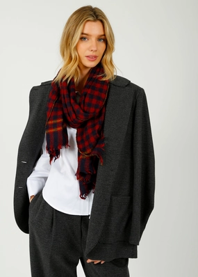Moismont 703 Check Scarf In Navy Blue Today Only Hot Sale