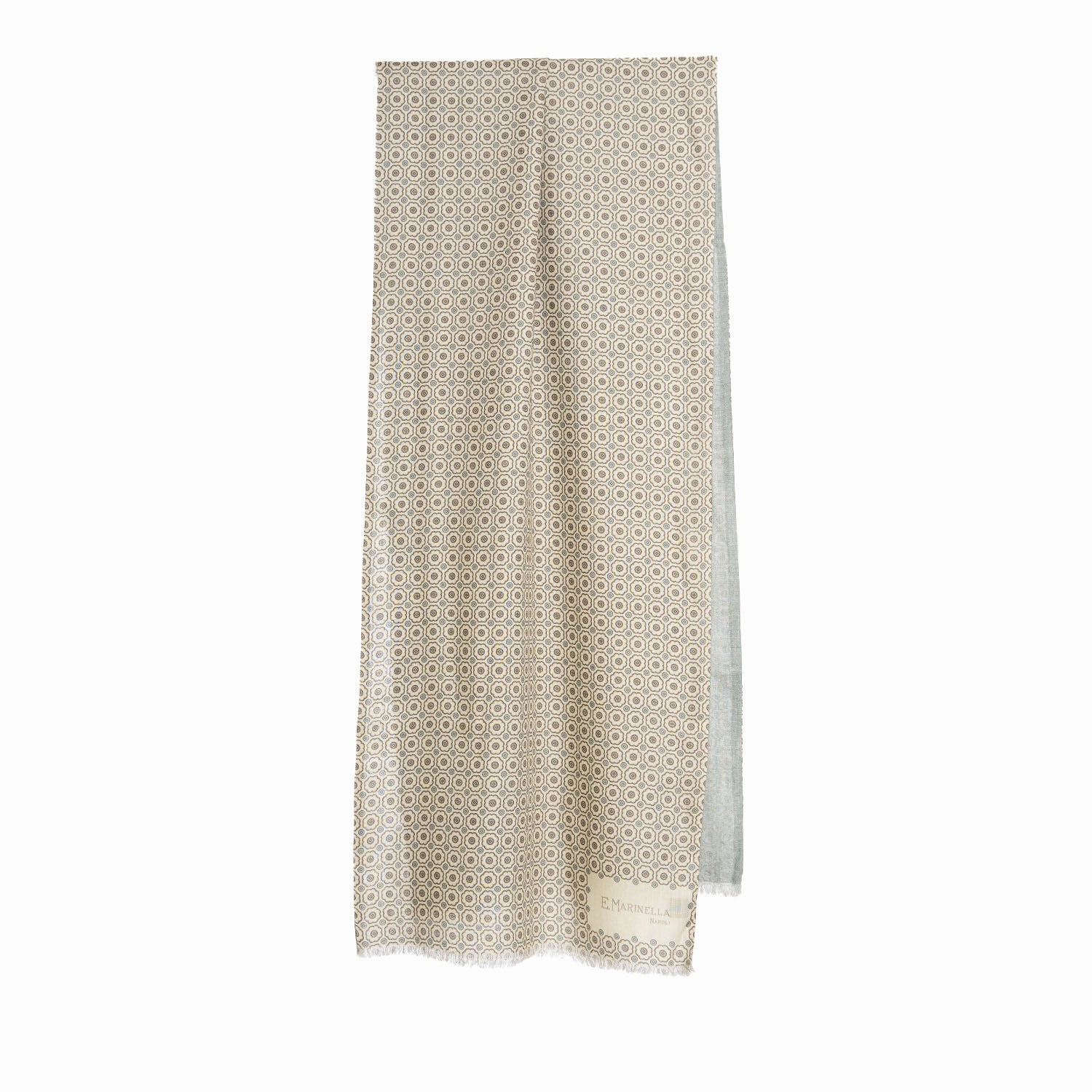 Beige Double Patterned Wool And Silk Scarf Shop Smart Deals