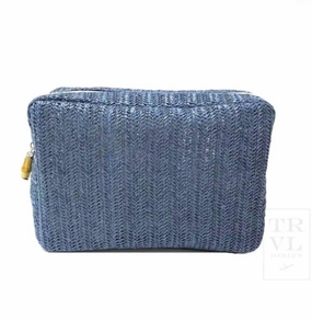 Limited Stock Alert Today Only Hot Pick Big Glam Straw Cosmetic Bag In Indigo
