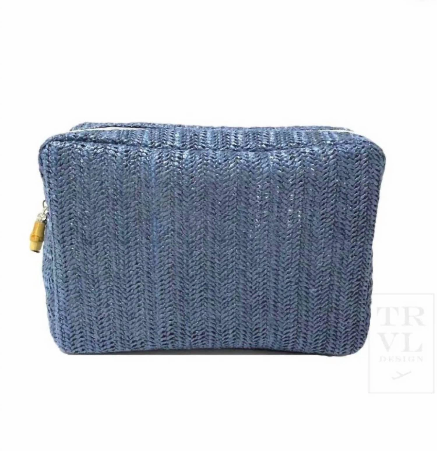 Limited Stock Alert Today Only Hot Pick Big Glam Straw Cosmetic Bag In Indigo