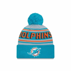 Limited Edition Offer Today Only Special Miami Dolphins Nfl Pom Wordmark Turquoise Bobble Knit Beanie Hat