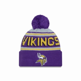 Special Steal Event Mega Discount Today Minnesota Vikings Nfl Pom Wordmark Purple Bobble Knit Beanie Hat