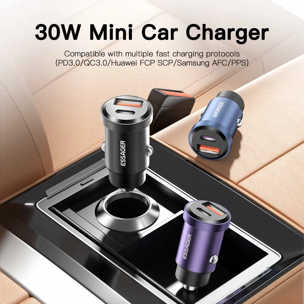 Todays Best Deal Big Price Drop Essager 30W Usb Fast Car Charger Pd 3.0 Usb Type C For Iphone & Android