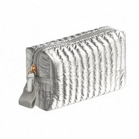 Logan Small Boxy Cosmetic Pouch In Silver Mega Savings Now