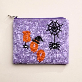 MustHave Gift Ideas Grab It Now Boo Message Halloween Spider Seed Beaded Mini Pouch Bag