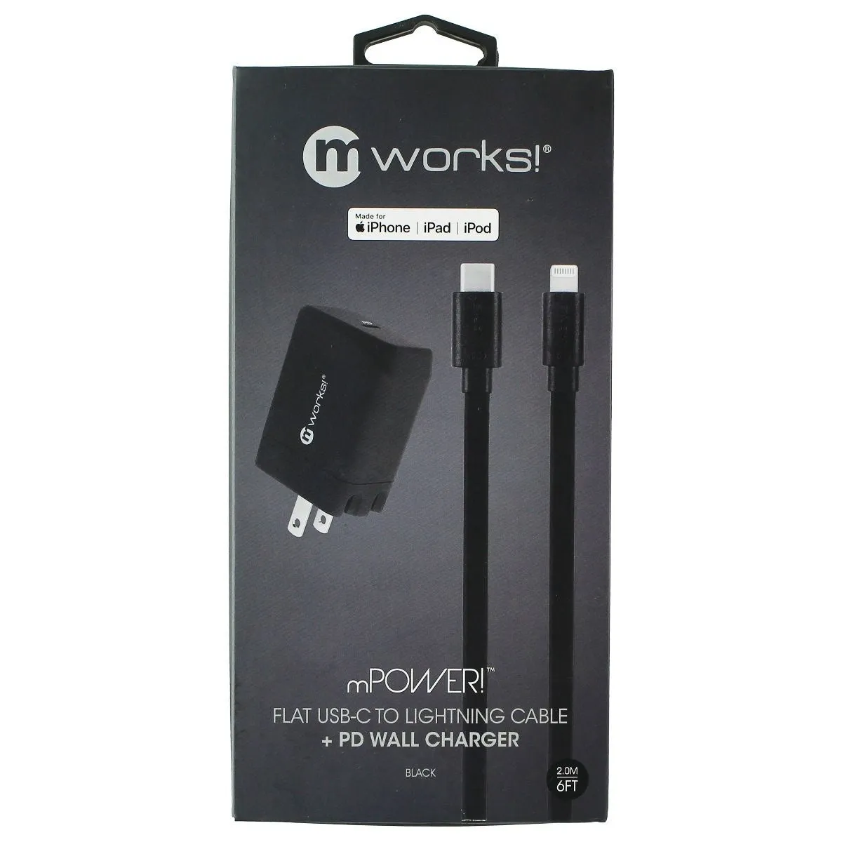 Mworks! Mpower! Pd Wall Charger And 6-Ft Usb-C To Lightning 8-Pin Cable - Black Today Only Steal