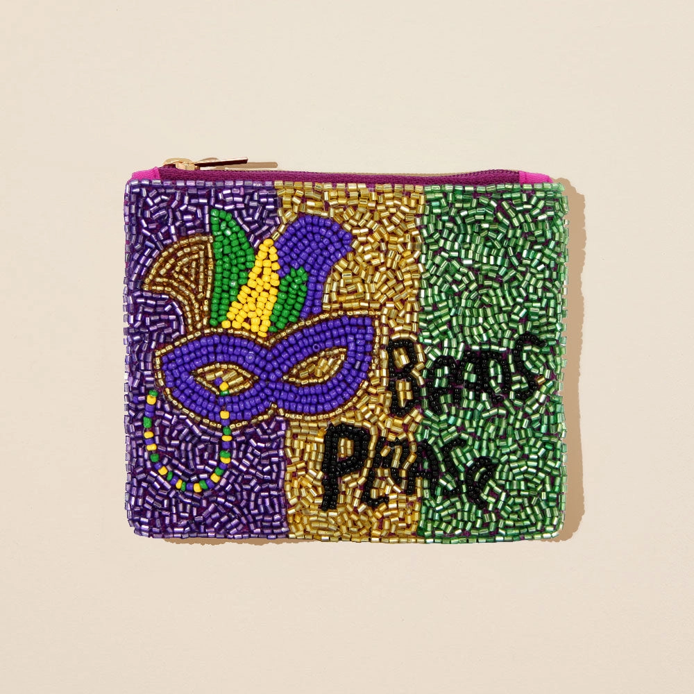 Gift Ideas Galore Beads Please Message Mardi Gras Mask Seed Beaded Mini Pouch Bag