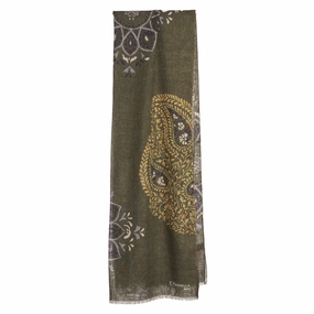 Olive Green Wool, Silk And Cashmere Stole Trending Deals Today