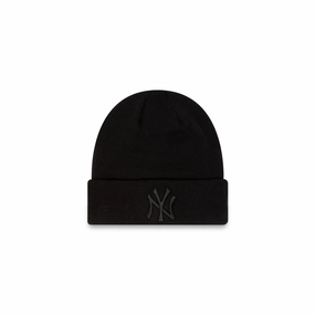 Hot Price Drop Online Deal Frenzy New York Yankees Essential All Black Cuff Beanie Hat