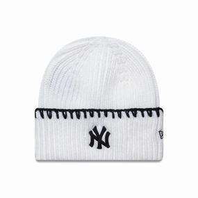 Mega Sale Now New York Yankees Mlb Chunky Topstitch White Cuff Knit Beanie Hat