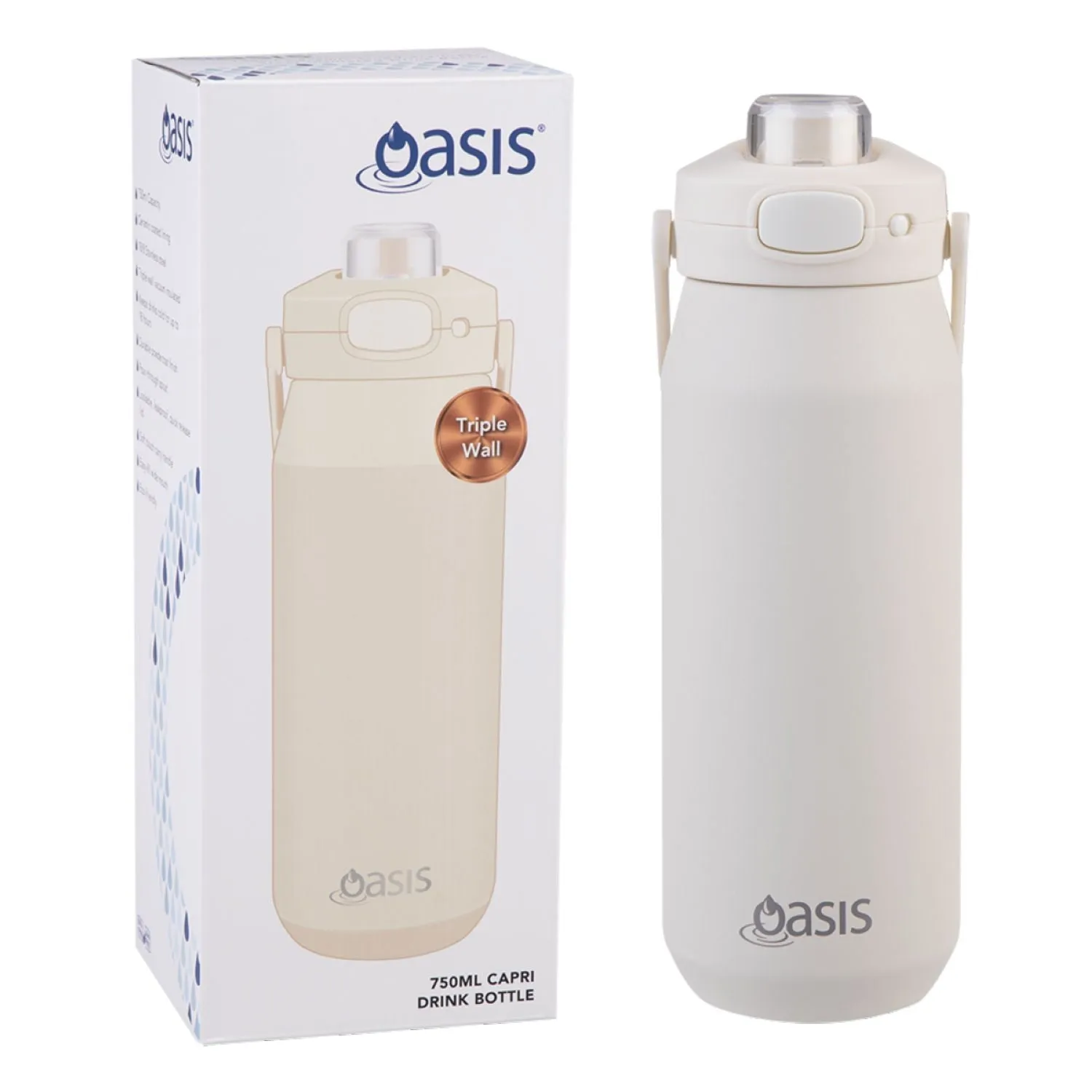 Clearance Sale Oasis Ceramic Stainless Steel Triple Wall Capri Quick Release Drink Bottle 750Ml