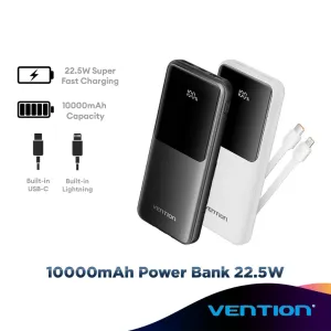 Sweet Deal Inside Hot Item Clearance Vention 10000Mah / 20000Mah (22.5W) Fast Charging Built-In Usb-C & Lightning Powerbank