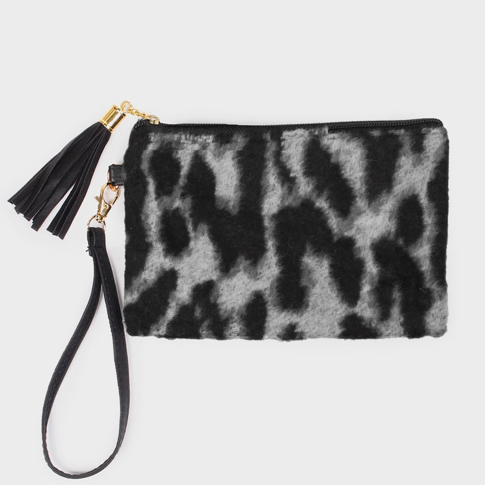 Leopard Patterned Pouch Bag With Wristlet Instant Savings Inside