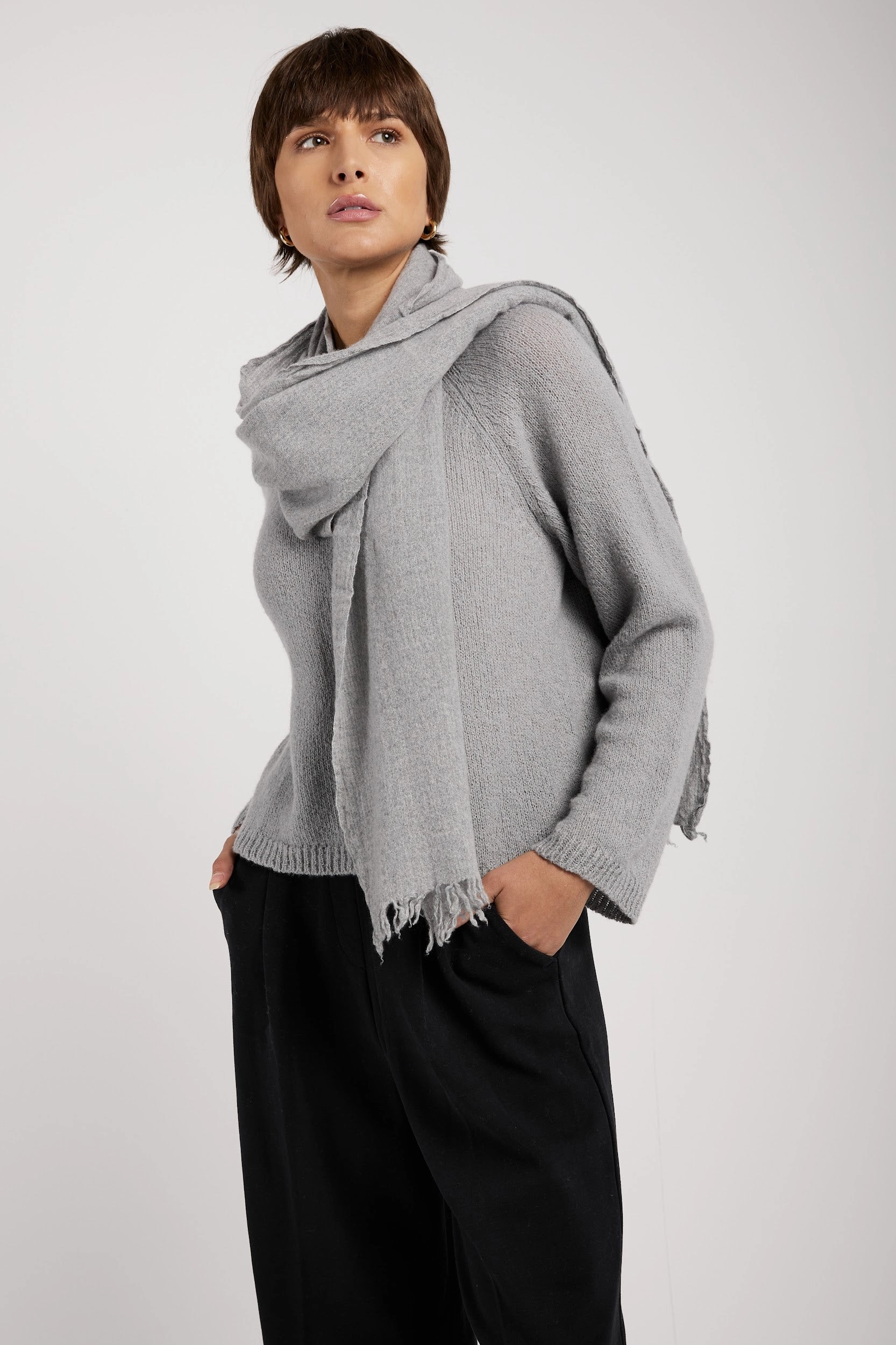 Cashmere Scarf In Heather Grey Hot Offer Event Grab Your Savings