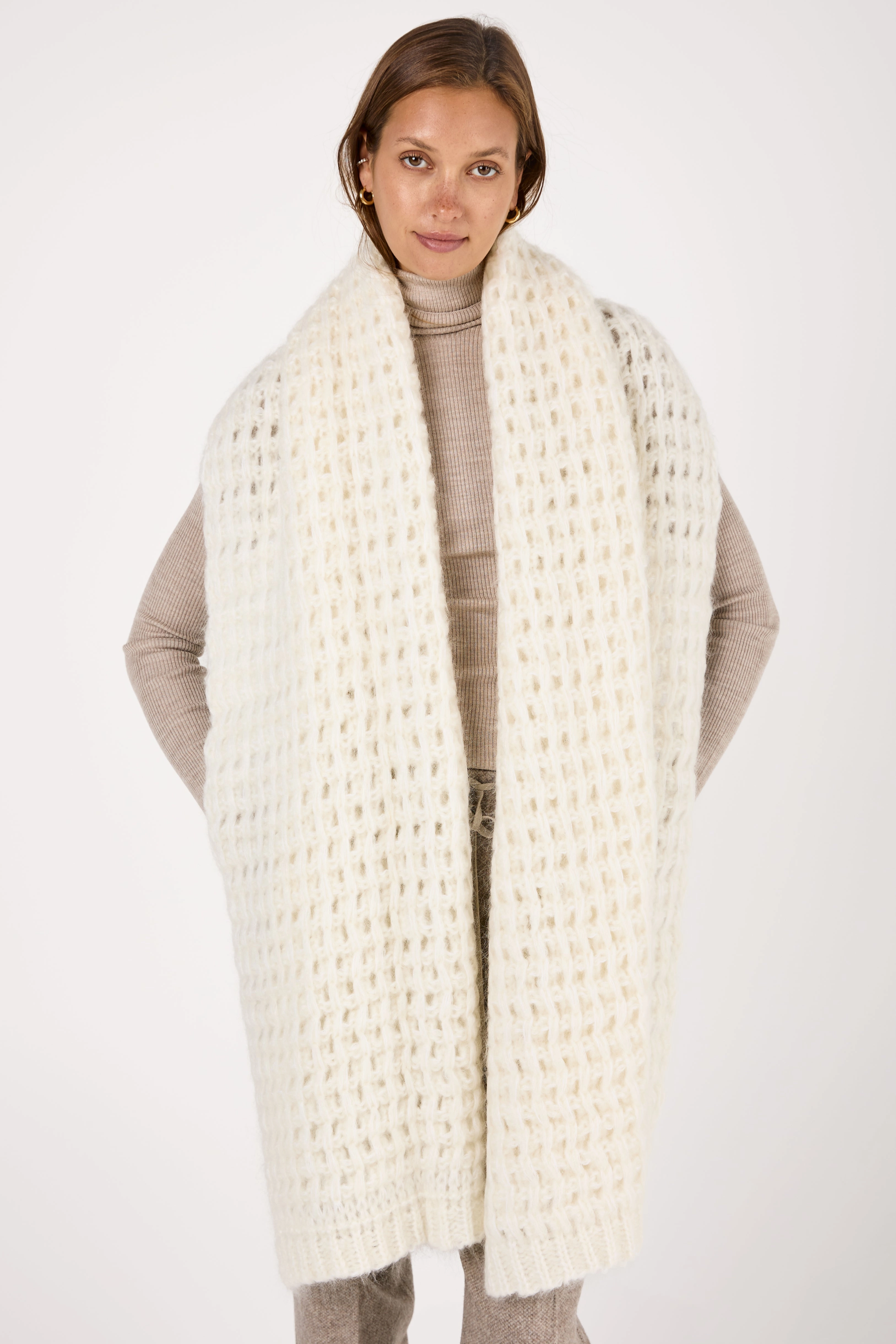 Trending Offer Today Oversized Knit Scarf In Panna