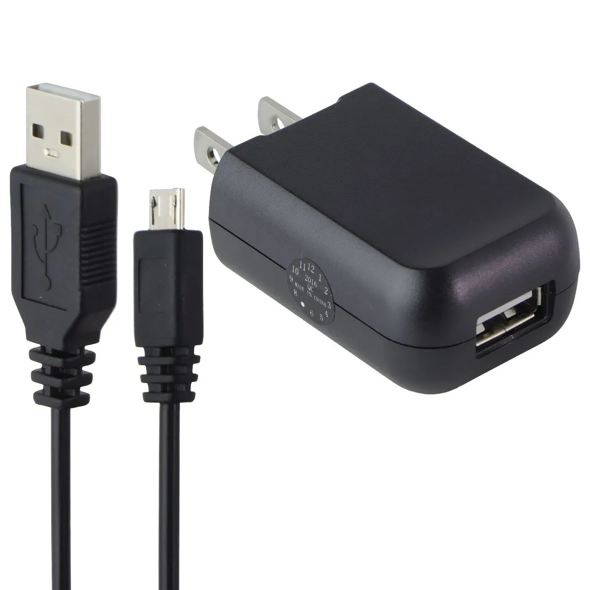 MustHave Clearance Generic (5V/1A) Usb Wall Adapter   3.3 Foot Micro-Usb To Usb Cable - Black