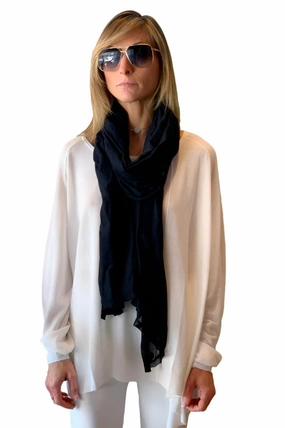 EndofWeek Deals Sheer Print Scarf - Black