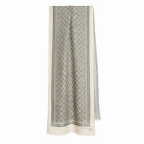 Powder Blue Double Patterned In Wool And Silk Scarf Exclusive Online Offer Clearance Savings Now