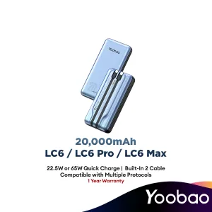 Yoobao Lc6, Lc6 Pro 22.5W | Lc6 65W 20000Mah Fast Charging Power Bank Built In Cables (Lightning & Type C) Pd65W/Qc3.0 60W/Scp22.5W Shop the Savings