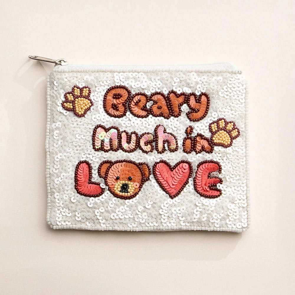 Beary Much In Love Message Sequin Seed Beaded Mini Pouch Bag Price Drop Alert Hot Picks Today